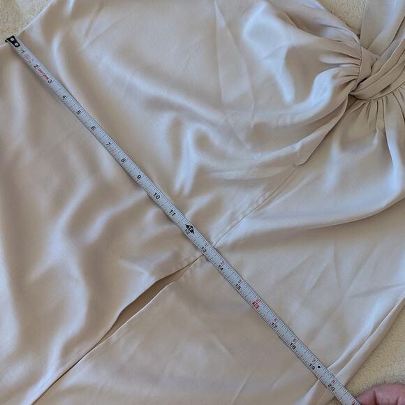 NWT Meshki Ivory Jennifer Twist Maxi Satin Slit A-line Skirt, size M - Picture 6 of 9